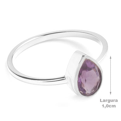 Anel de Prata com Ametista - 67758