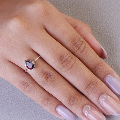 Anel de Prata com Granada - 67759