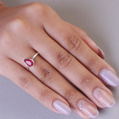 Anel de Prata com Rubi - 67760