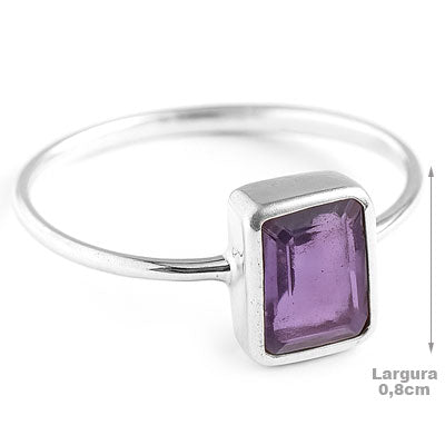 Anel de Prata com Ametista - 67768