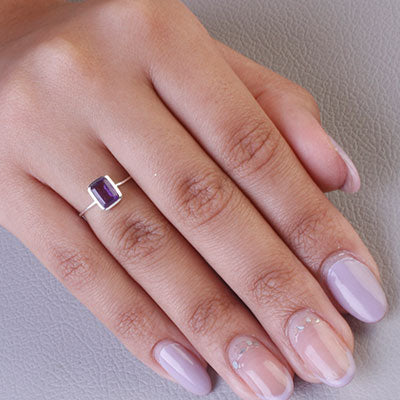 Anel de Prata com Ametista - 67768