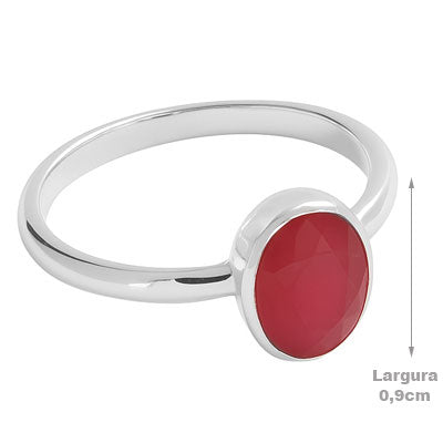 Anel de Prata com Rubi - 67771