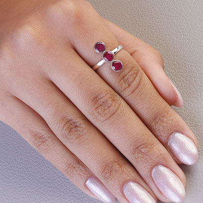 Anel de Prata com Rubi - 67776