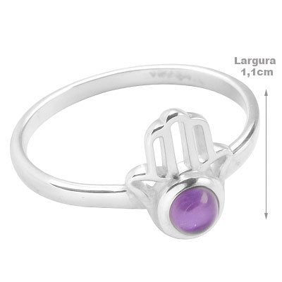 Anel de Prata com Ametista - 67779