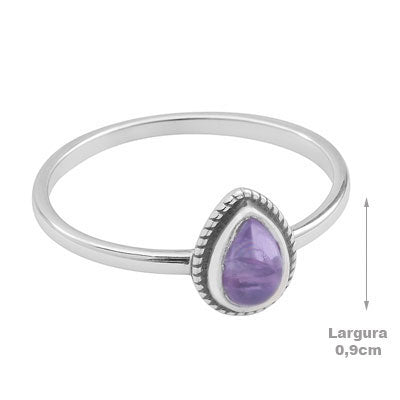 Anel de Prata com Ametista - 67786