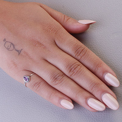 Anel de Prata com Ametista - 67786