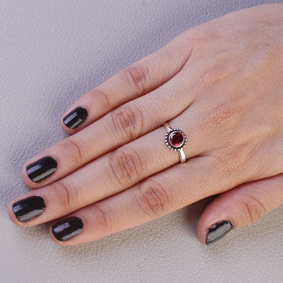 Anel de Prata com Granada - 67792