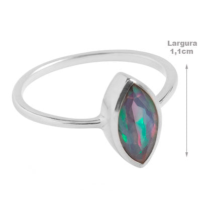 Anel de Prata com Cristal - 67796