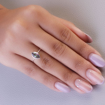 Anel de Prata com Cristal - 67796