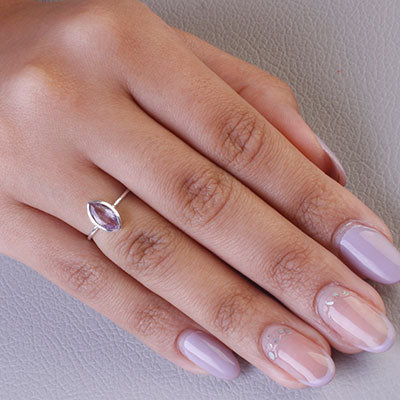 Anel de Prata com Ametista - 67799