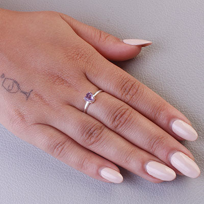 Anel de Prata com Ametista - 67802