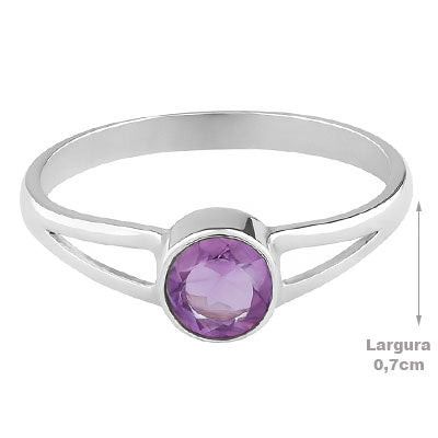 Anel de Prata com Ametista - 67810