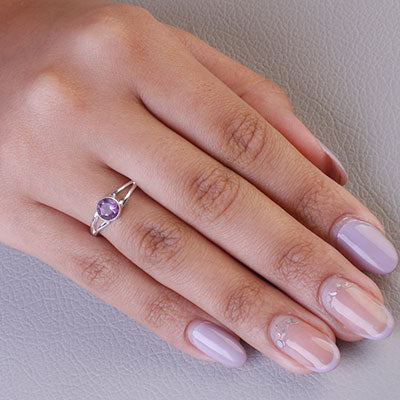 Anel de Prata com Ametista - 67810