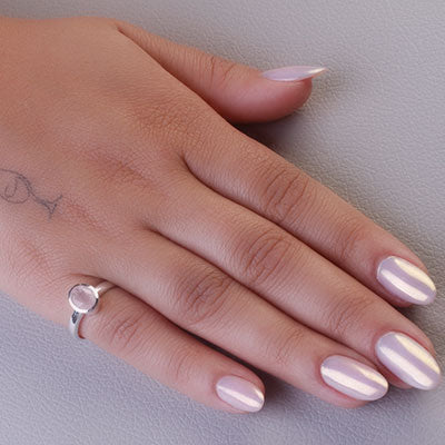 Anel de Prata com Quartzo Rosa - 67812