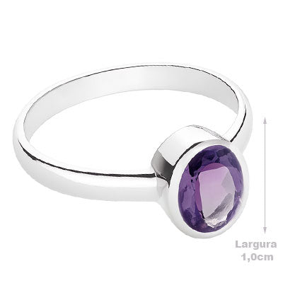 Anel de Prata com Ametista - 67813