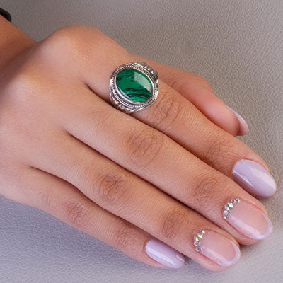 Anel de Prata com Malaquita - 67820