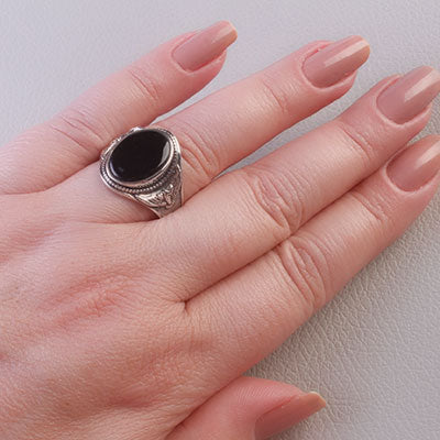 Anel de Prata Águia com Ágata - 67821