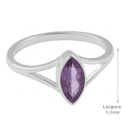 Anel de Prata com Ametista - 67824