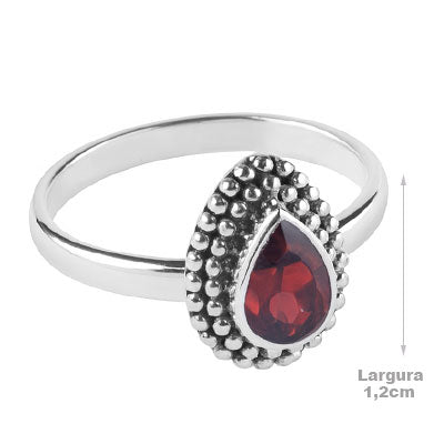 Anel de Prata com Granada - 67826