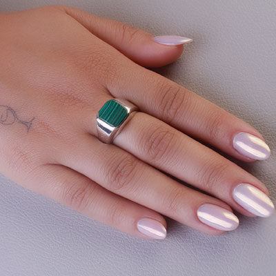 Anel de Prata com Malaquita - 67828