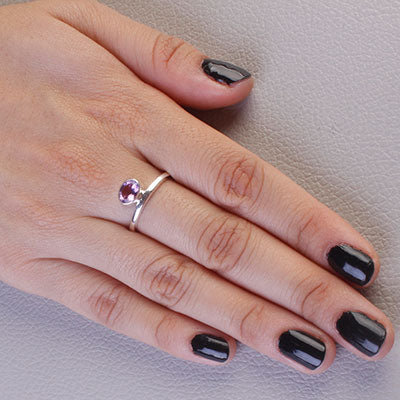 Anel de Prata com Ametista - 67840
