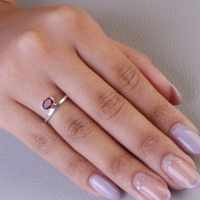 Anel de Prata com Granada - 67842