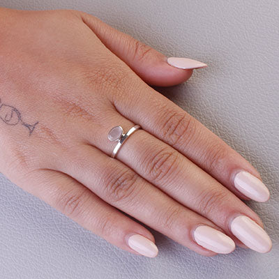 Anel de Prata com Quartzo Rosa - 67843