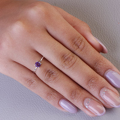 Anel de Prata com Ametista - 67846