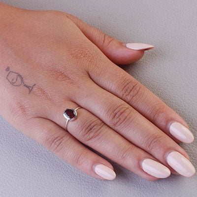 Anel de Prata com Granada - 67853