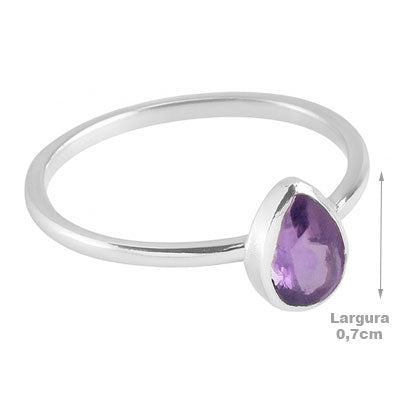 Anel de Prata com Ametista - 67856