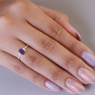 Anel de Prata com Ametista - 67861