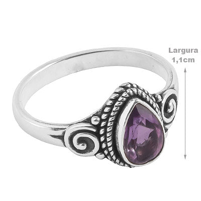 Anel de Prata com Ametista - 67865