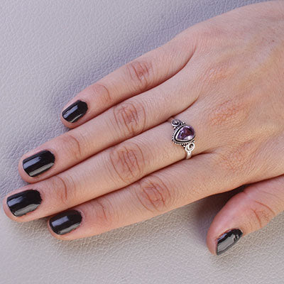 Anel de Prata com Ametista - 67865