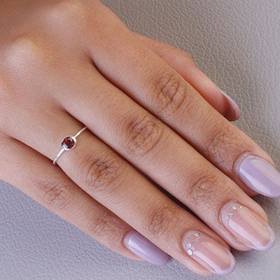 Anel de Prata com Granada - 67875