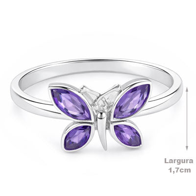 Anel de Prata com Ametista - 67906