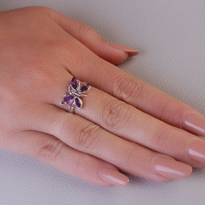 Anel de Prata com Ametista - 67906