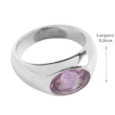 Anel de Prata com Ametista - 67910