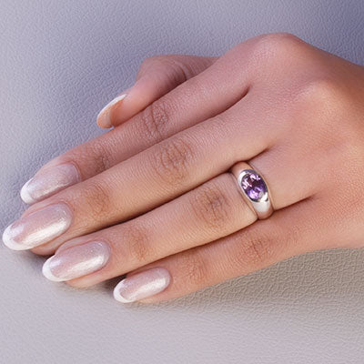 Anel de Prata com Ametista - 67910