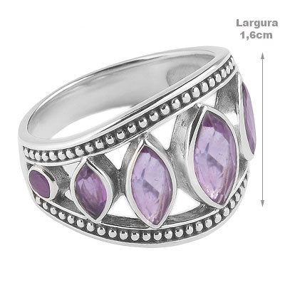 Anel de Prata com Ametista - 67916