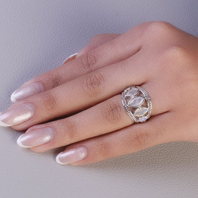 Anel de Prata com Pedra da Lua - 67917