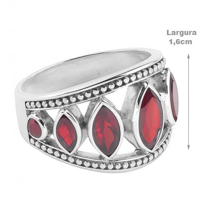 Anel de Prata com Granada - 67918