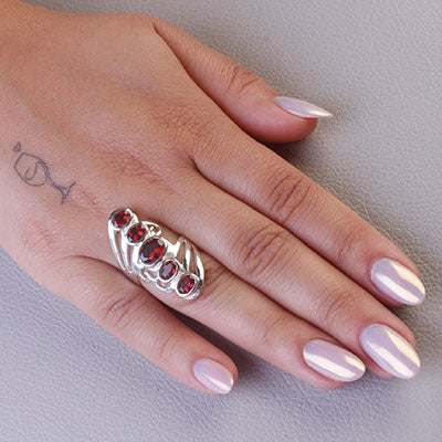 Anel de Prata com Granada - 67921