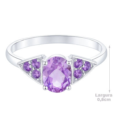 Anel de Prata com Ametista - 67922