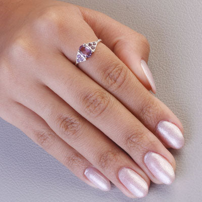 Anel de Prata com Ametista - 67922