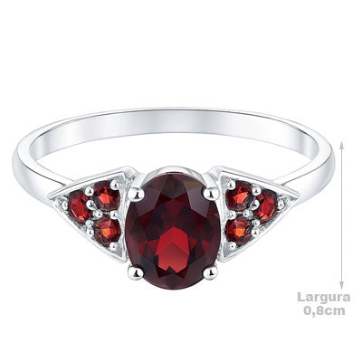 Anel de Prata com Granada - 67926