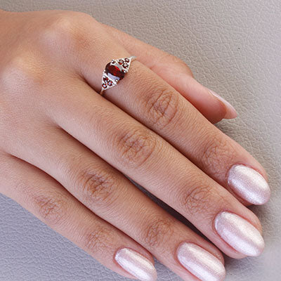 Anel de Prata com Granada - 67926