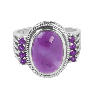 Anel de Prata com Ametista - 67930