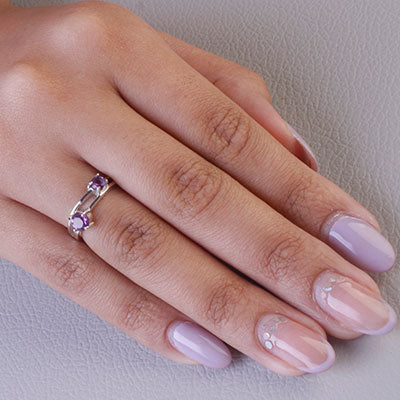 Anel de Prata com Ametista - 67937