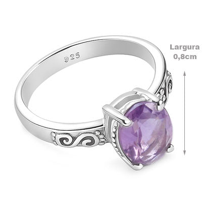 Anel de Prata com Ametista - 67939