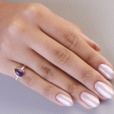 Anel de Prata com Ametista - 67945